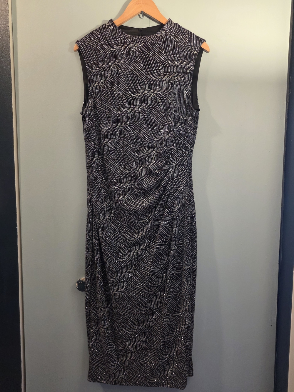 Anne Klein Navy and White Swirl Midi Dress